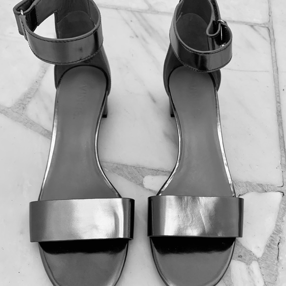 VINCE silver sandals. Two inch heel. High back. - Picture 2 of 6